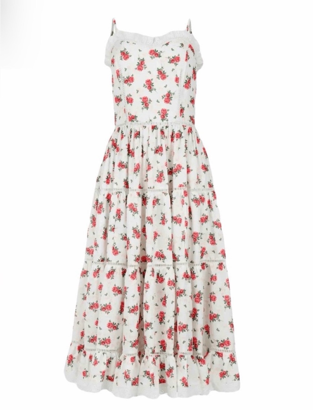 JessaKae Madeline Rosy Lace Maxi Dress with Lace Trim 2X - Picture 4 of 11